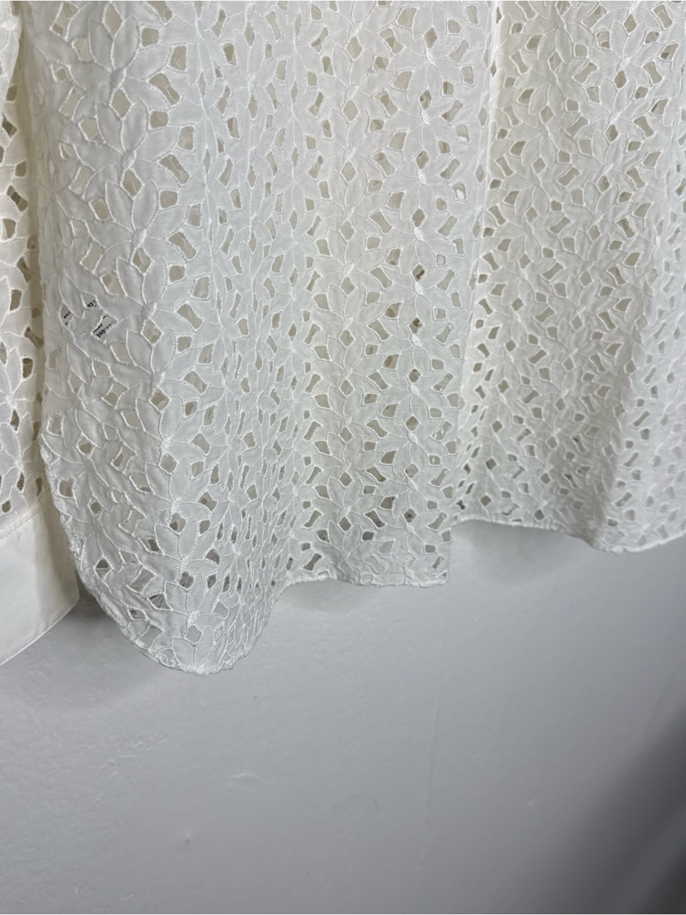 Theory Daisy Eyelet Cotton-Silk Combo Shirt MSRP $364 Sz L - Picture 7 of 10